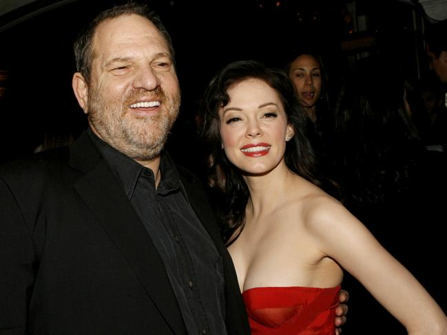 Harvey Weinstein and actress Rose McGowan arriving to the premiere of Grindhouse<i/>at the Orpheum Theatre in Los Angeles, California, in 2007. Picture: Getty Images