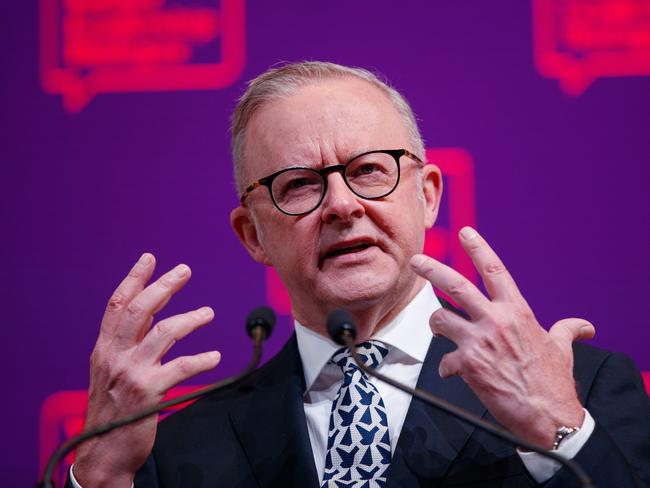 SYDNEY, AUSTRALIA - NewsWire Photos MARCH 13, 2025: Prime Minister Anthony Albanese during his speech at the 2025 Western Sydney Airport City Summit. Picture: NewsWire / Nikki Short