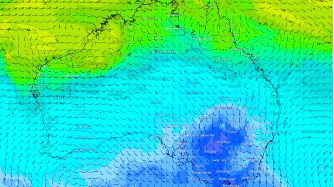 Frigid air dragged up from the Antarctic will bring a cold snap to most of the country later this week. Picture: Weatherzone/BOM.