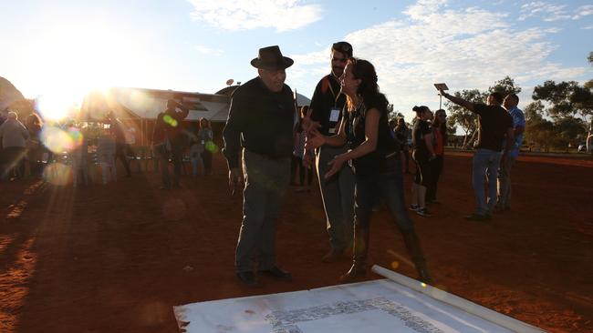 Noel Pearson signs the Uluru Statement at the 2017 Indigenous Constitutional Convention. Picture: James Croucher