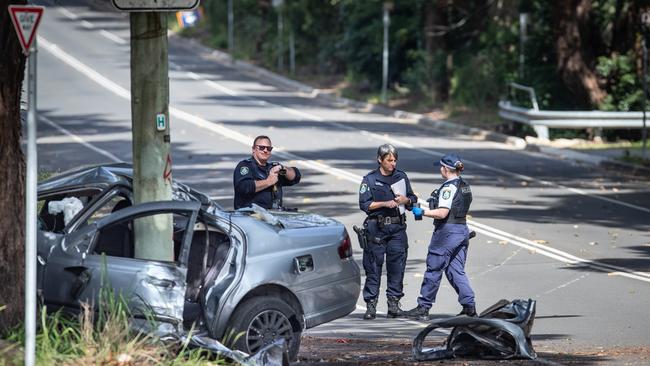 Police at the scene following the collision. Picture: Julian Andrews