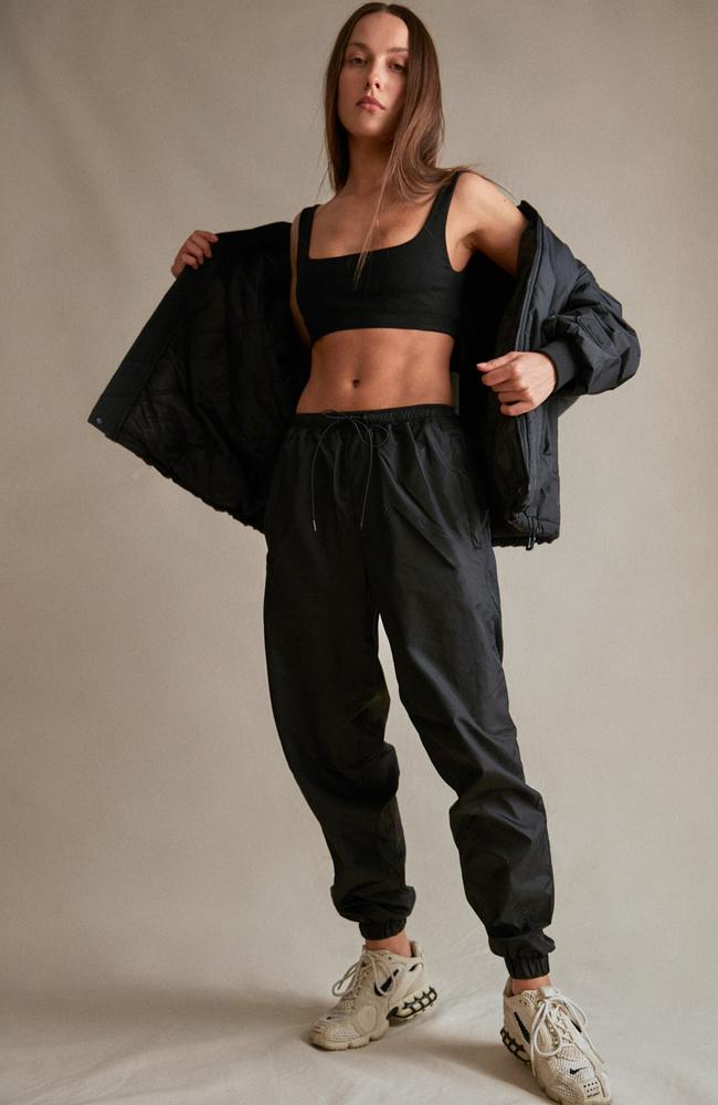 A model wearing camilla and marc’s genderless ‘Future Now’ collection, including the Ari bomber jacket and Ari trousers. Picture: Supplied