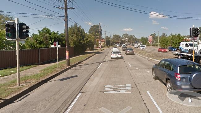 The 22-month-old boy was found close to the traffic lights on Hume Hwy, Bass Hill. Picture: Google maps