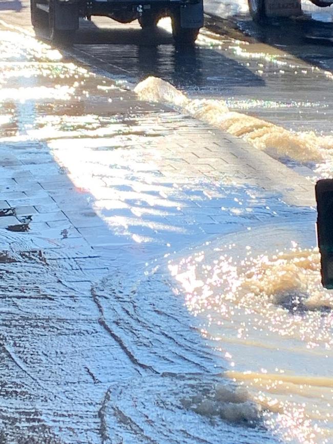 The popular North Hobart restaurant strip has been flooded on Friday July 9, 2021. Picture: SUPPLIED.