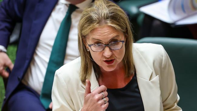 Premier Jacinta Allan boasted that never in her time in parliament had she seen the leader of a political party face one, let alone three, defamation actions. Picture: NCA NewsWire / Ian Currie