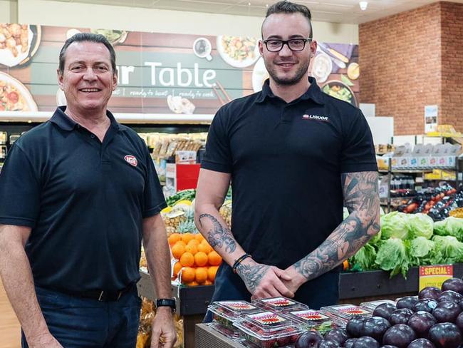 IGA Lilyfield owner Leon Van Rensburg and a staff member at the inner west supermarket.