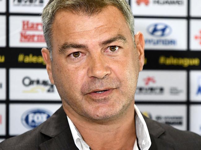 WELLINGTON, NEW ZEALAND - MAY 30:  Mark Rudan addresses the media at a Wellington Phoenix A-League press conference after being appointed new head coach at Westpac Stadium on May 30, 2018 in Wellington, New Zealand. Rudan has signed a two-year deal with the club.  (Photo by Elias Rodriguez/Getty Images)