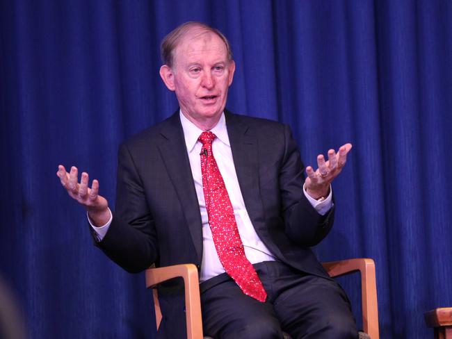 David Murray, former Commonwealth Bank CEO and chair of the Aus Government Future Fund speaking at Bond University on the strategy to secure Australia's financial future . Picture Mike Batterham