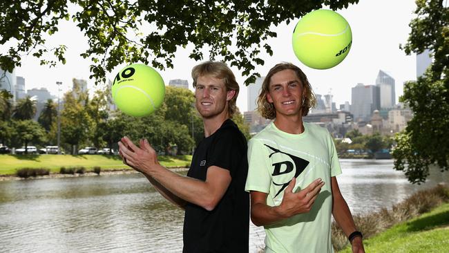 Australian doubles pairing Luke Saville, left, and Max Purcell are out to break a 23-year drought at the Australian Open. Picture: AAP