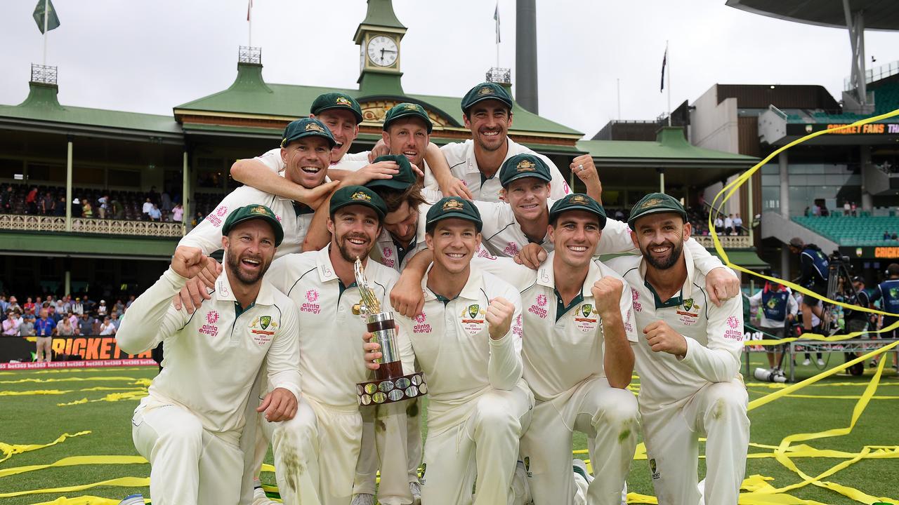 Australia celebrates its series win against New Zealand at the SCG in January.