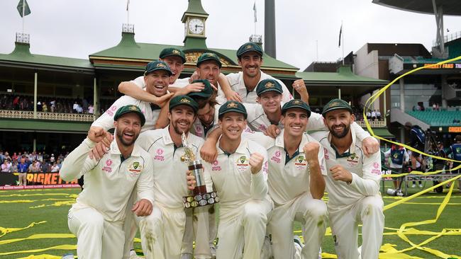 Australia celebrates its series win against New Zealand at the SCG in January.