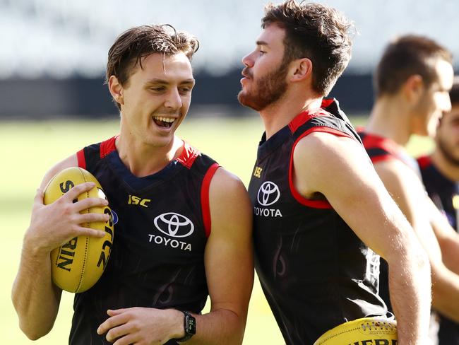 The Crows need Jake Lever (L) and Mitch McGovern (R) to stay in Adelaide.