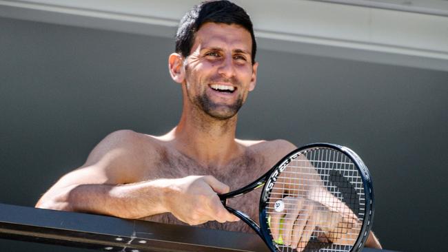 Men's world number one tennis player Novak Djokovic on his balcony