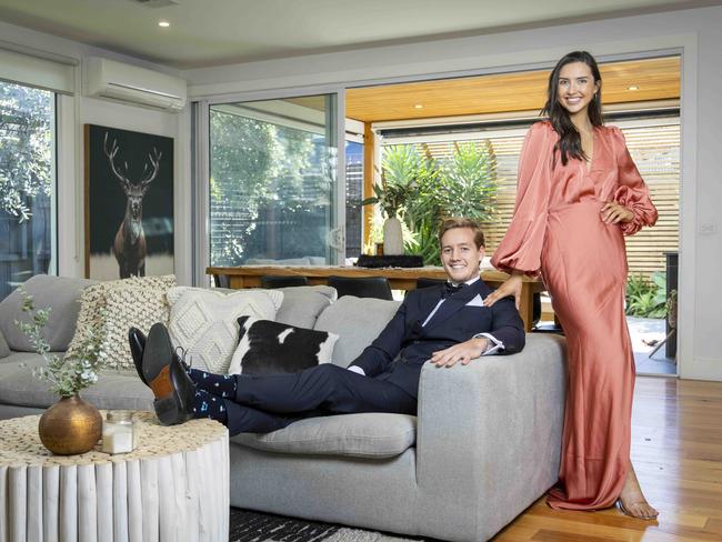 Darcy Parish and his partner Grace Stanton at home. Picture: Wayne Taylor