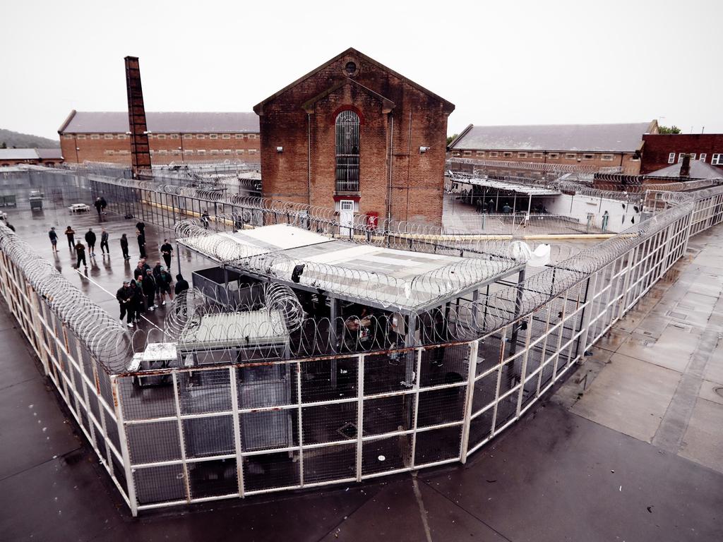 The ‘Aussie/Asian yard’ at Goulburn main prison viewed from the catwalk above. Picture: Sam Ruttyn