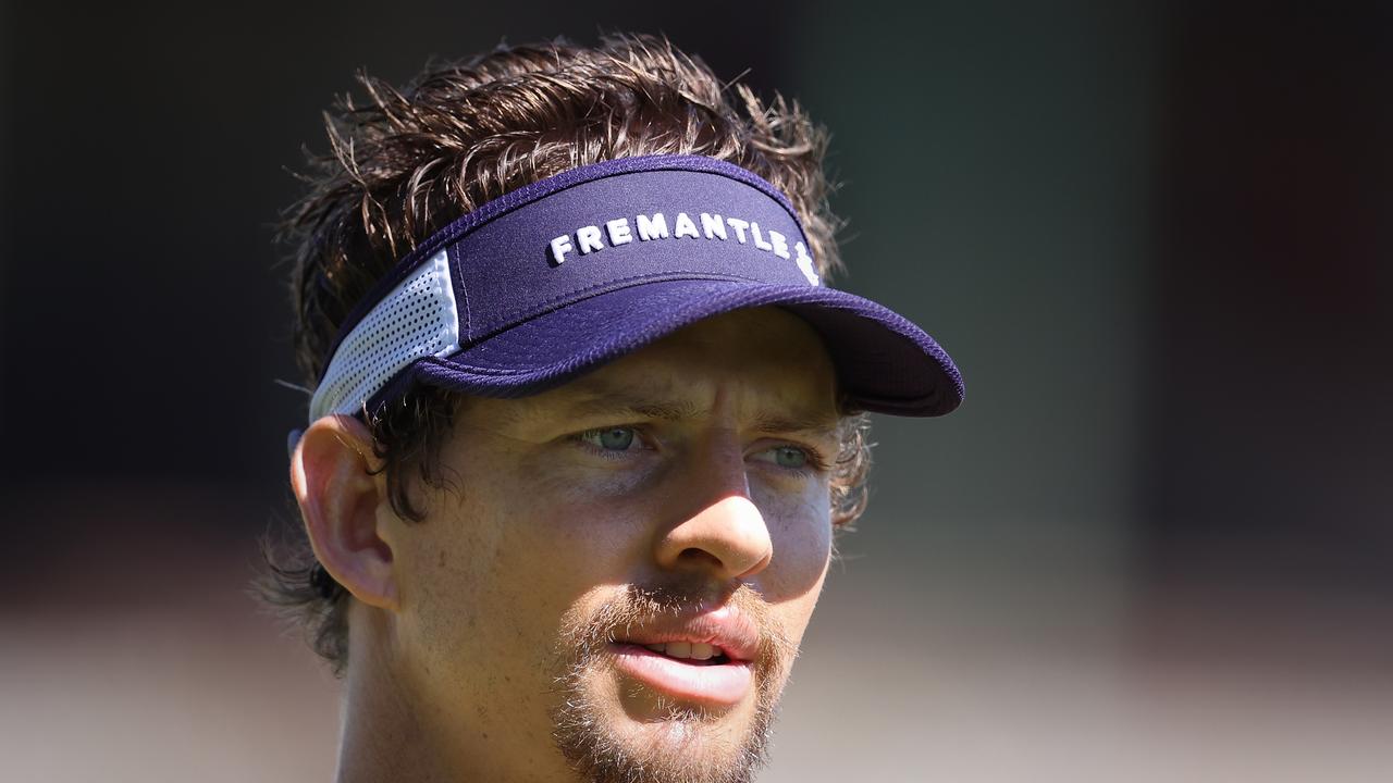 Nat Fyfe won’t play in Fremantle’s Community Series game against West Coast. Picture: Paul Kane