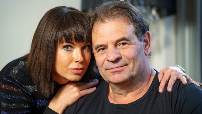 John Setka and Emma Walters pictured in Melbourne after today John pled guilty to harassing his wife and was put on a good behaviour bond. Picture: Mark Stewart