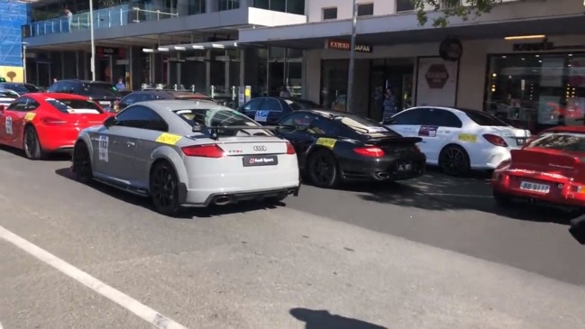 Adelaide Rally cars on Gouger Street