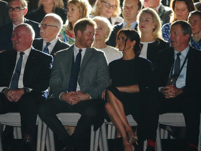 Prince Harry couldn’t take his eyes off his wife Meghan as the opening ceremony of the Invictus Games got under way. Picture: Toby Zerna