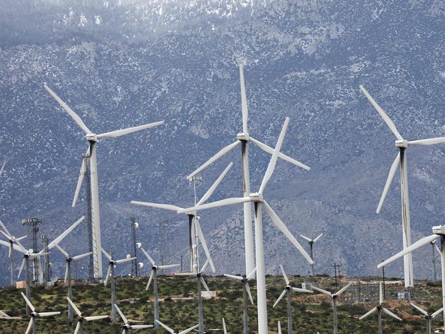 WHITEWATER, CALIFORNIA - FEBRUARY 22: Wind turbines operate at a wind farm, a key power source for the Coachella Valley, on February 22, 2023 near Whitewater, California. Wind turbines in California provide enough energy to power more than 2 million homes while the International Energy Agency (IEA) predicts renewable energy will account for 35 percent of worldwide power generation in 2025.   Mario Tama/Getty Images/AFP (Photo by MARIO TAMA / GETTY IMAGES NORTH AMERICA / Getty Images via AFP)