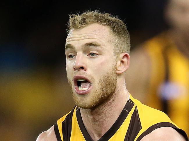 Round 18. 22/07/2018. Carlton v Hawthorn at Etihad Stadium.  Hawthorn's Tom Mitchell   . Pic: Michael Klein