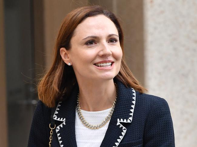 Anna Palmer is seen outside the Federal Court in Brisbane, Thursday, March 14, 2019. Ms Palmer, who is the wife of Clive Palmer is giving evidence at the public examination into the collapse of Queensland Nickel in 2016. (AAP Image/Darren England) NO ARCHIVING