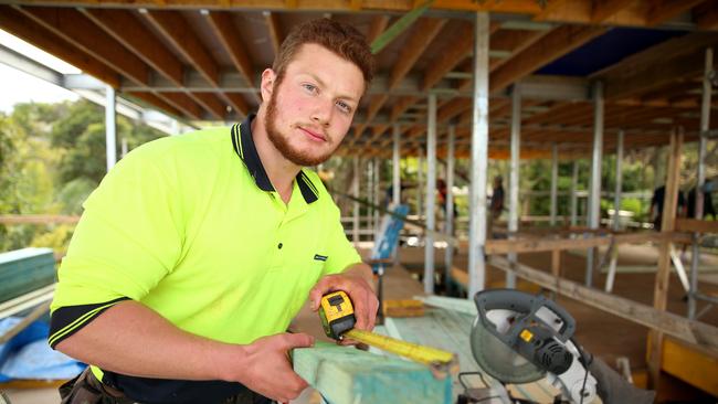 Brandon Stewart, 20 year old apprentice carpenter for Bylund Building Services Port Macquarie. Picture: Nathan Edwards