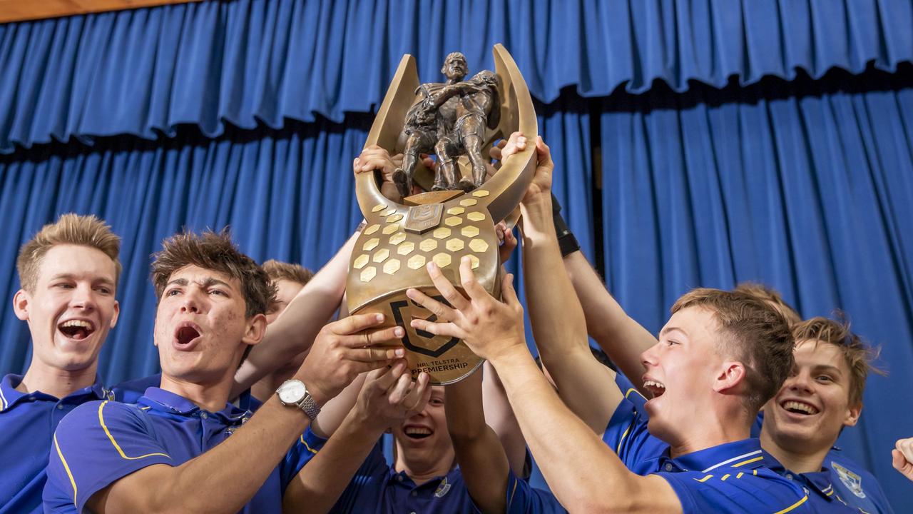 Mackay North State High School got a visit from the NRL premiership trophy on Thursday. Picture: Contributed