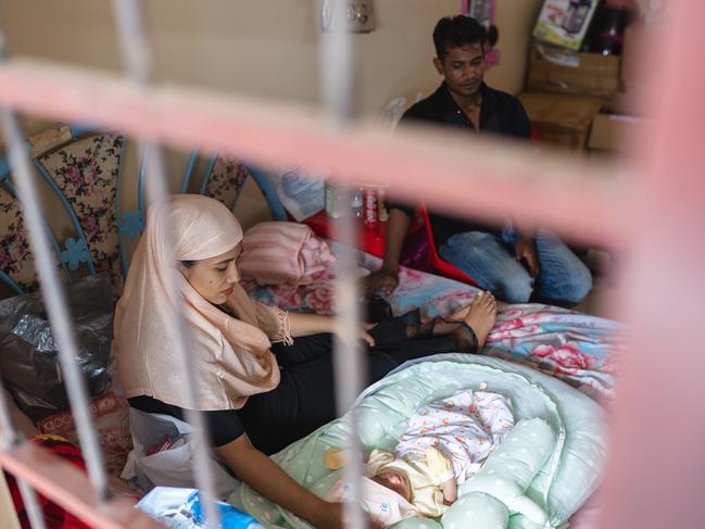 Rashid Mohammed and Taslemah Mohammed live with their son Rohan Mohammed in one room outside of Phnom Penh Credit: Piseth Nhem,