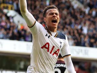 Tottenham Hotspur's Dele Alli celebrates scoring during the Premier League match between Tottenham Hotspur and Manchester City at White Hart Lane, London, Sunday, Oct. 2, 2016. (John Walton/PA via AP)