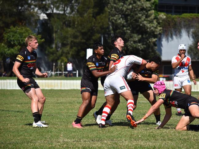 Risiate Smythe charges at the line for St George in the Harold Matthews Cup. Picture: Sean Teuma/NewsLocal