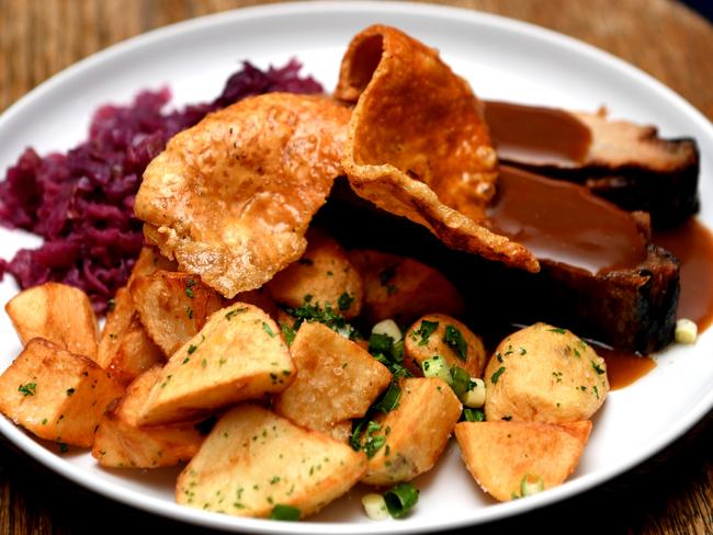 The roast pork belly. Picture: FIONA HARDING