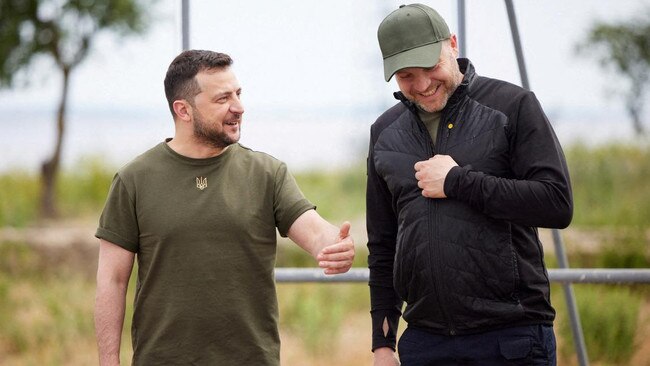 Denys Monastyrskiy with President Zelensky in June. Picture: Reuters/The Times