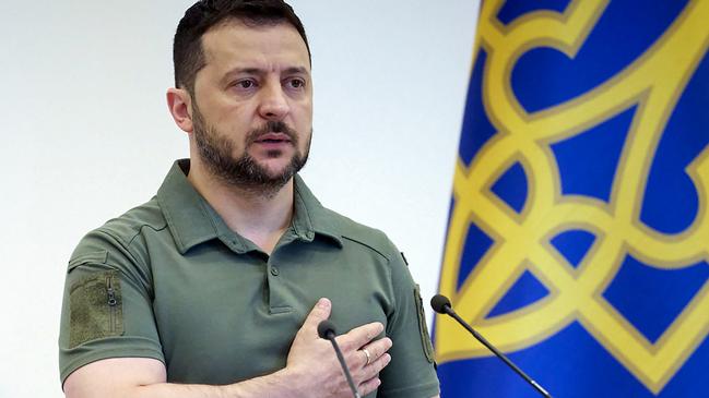 Volodymyr Zelensky attends a ceremony marking the Day of the Naval Forces in Odessa. Picture: AFP.