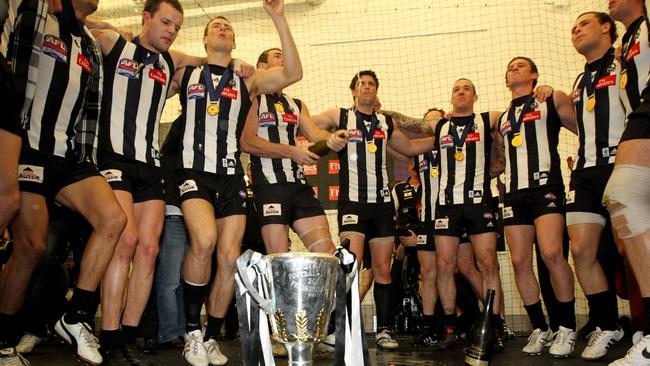 Collingwood players sing the song after winning the 2010 premiership.