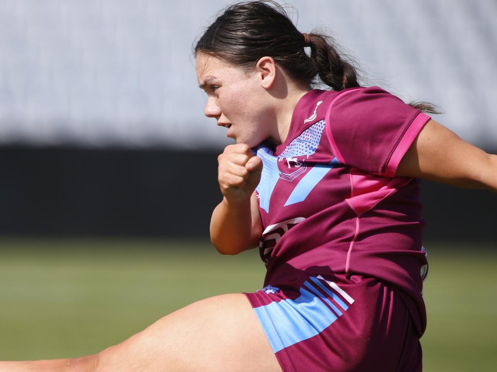 Olivia Vaalele during the NRL Schoolgirls Cup NSW state final between Hills Sports High and Central Coast Sports College. Picture: Warren Gannon Photography