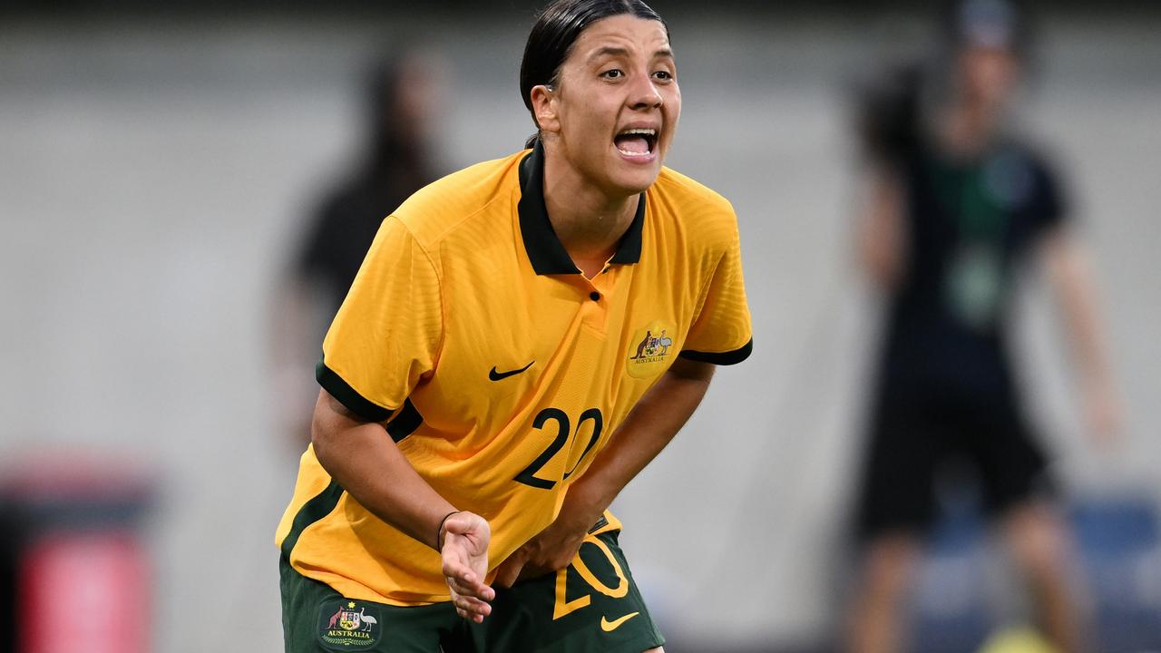 Sam Kerr remains captain of the Matildas – for now. Picture: Steven Markham/Icon Sportswire via Getty Images