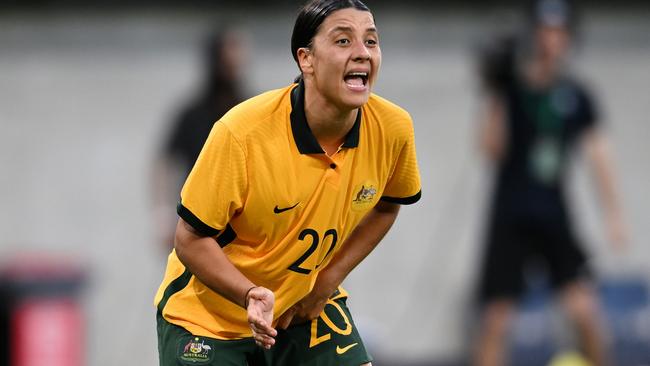 Sam Kerr remains captain of the Matildas – for now. Picture: Steven Markham/Icon Sportswire via Getty Images