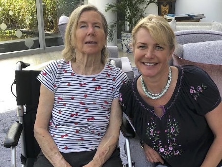 Elizabeth Buttrose with daughter Lizzie while the matriarch was in care following a stroke. Picture: Instagram