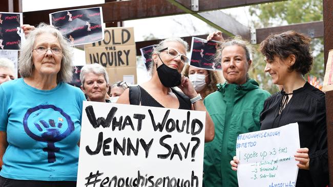 Women chanted ‘enough is enough’ at rallies around Australia. Picture: Patrick Woods.