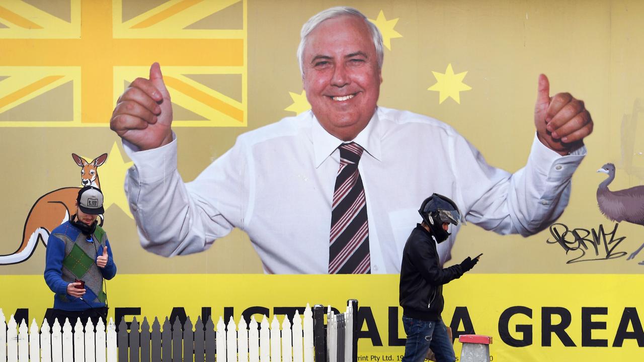 A Clive Palmer billboard. Picture: AFP