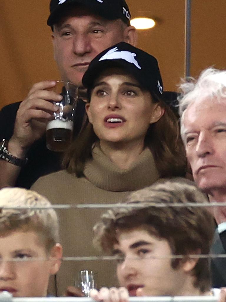 Natalie Portman at the Rabbitohs game. Picture: Cameron Spencer/Getty Images