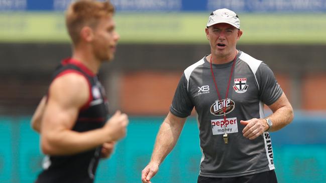 St Kilda coach Alan Richardson oversees a training session in Shanghai. Picture: Michael Willson/AFL Photos.