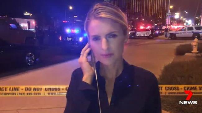 Seven News reporter Ashlee Mullany at the scene of the shooting. Picture: 7NEWS