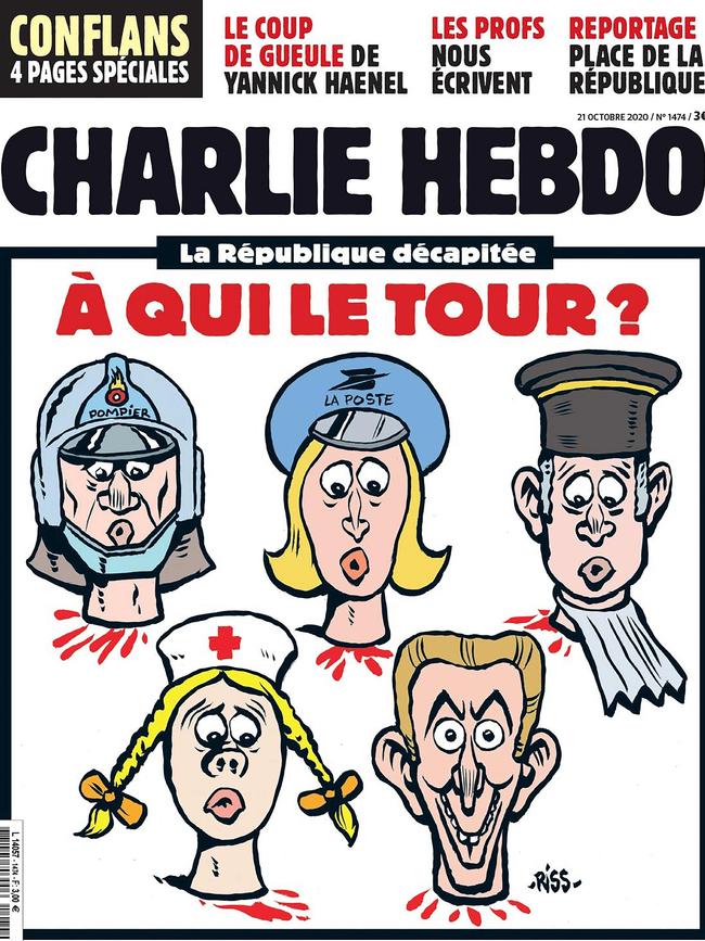 Charlie Hebdo’s latest edition with the title “The beheaded Republic, who's next?’’.