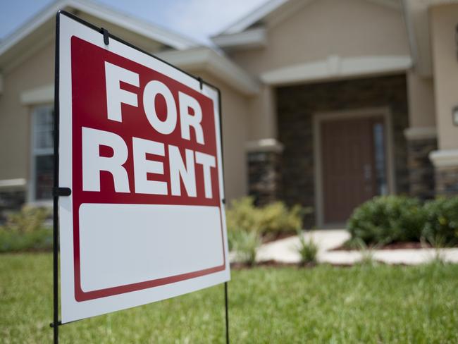 For Rent sign in front of new house