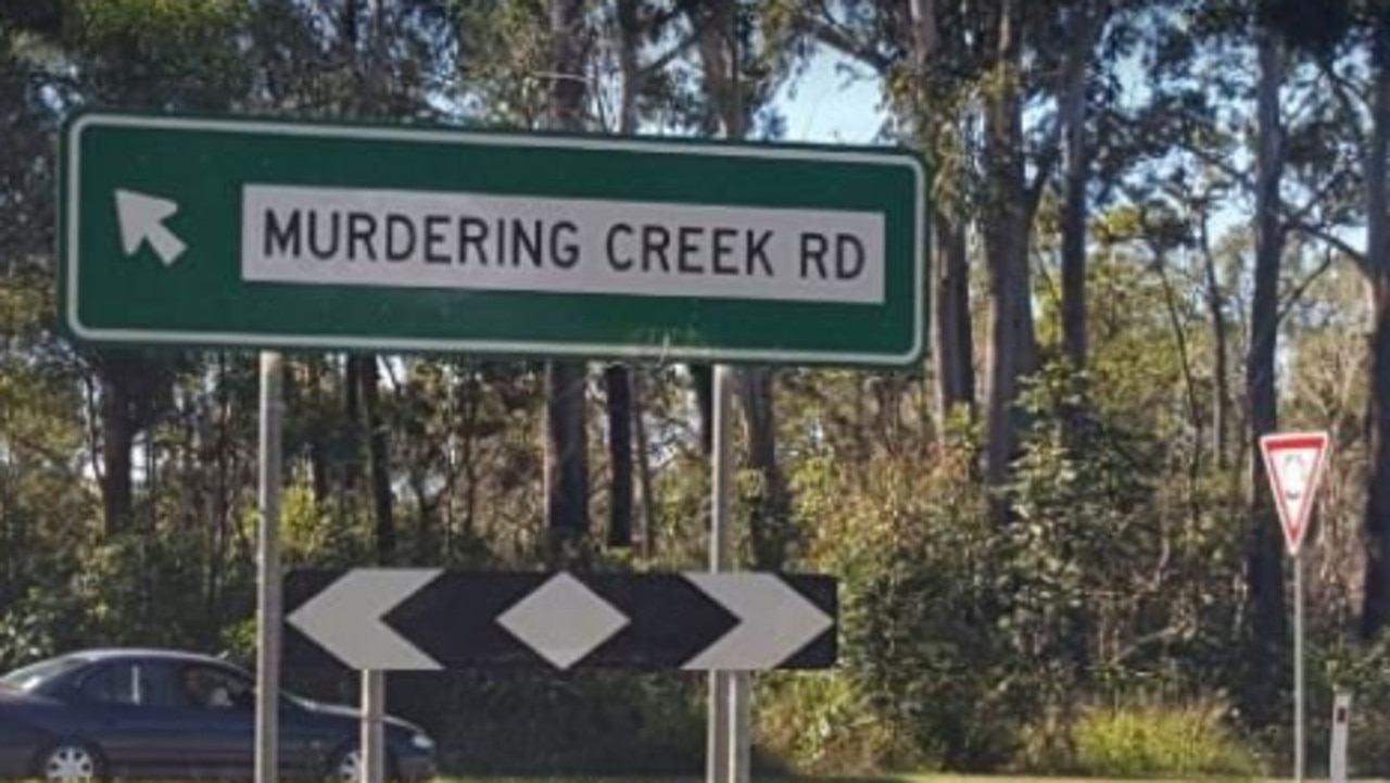 The prominent Murdering Creek road sign.