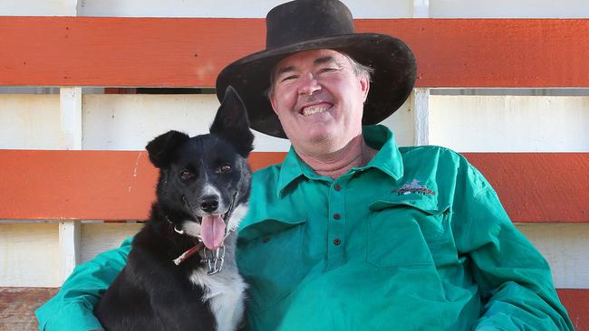 Former Stonehenge Hotel publican Tony Jackson with his dog Swifty. Picture: Liam Kidston.