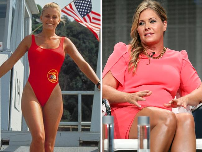 Actress Nicole Eggert during her Baywatch days (left) and onstage in Los An...