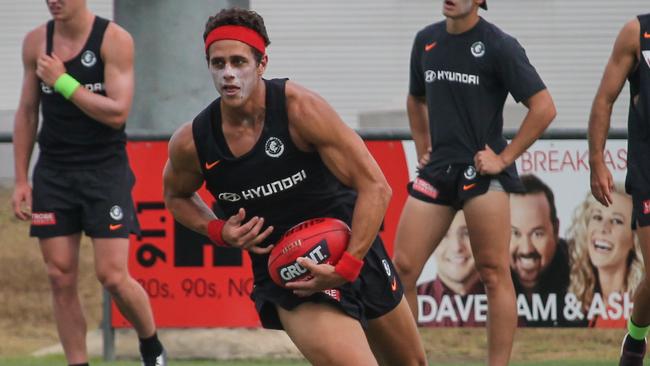 Ed Curnow in action during Carlton’s training camp. Picture: Cristian Filippo